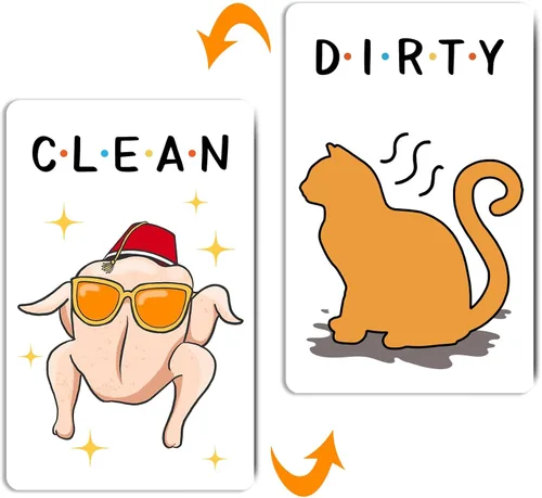 Miniatura 9 de Imán divertido y lindo de dibujos animados para lavavajillas, imán para lavadora, letrero de limpieza sucia para refrigerador de cocina, doble cara