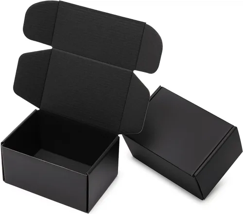 Miniatura 10 de Mcfleet Cajas de envío negras de 9 x 6 x 2 pulgadas, paquete de 24 cajas de correo de cartón corrugado para pequeñas empresas, con bloqueo de Negro