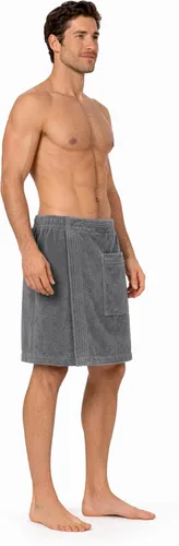 Miniatura 4 de Toalla ajustable de terciopelo de rizo de algodón turco para hombres (gris, talla única)