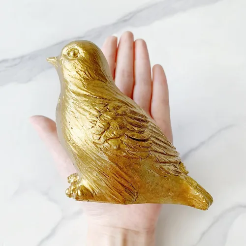 Miniatura 3 de Estatua de pájaro dorado, figura de animal, decoración del hogar, escultura de pájaro para estantería de escritorio de oficina en casa