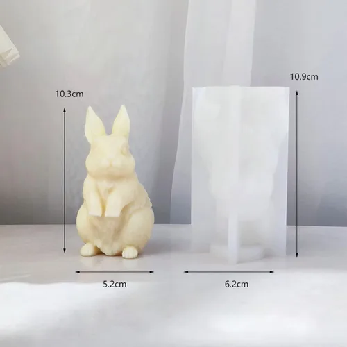 Miniatura 2 de Moldes de silicona para velas de conejo 3D, molde de fundición de resina para hacer velas, arcilla polimérica, yeso para decoración del hogar