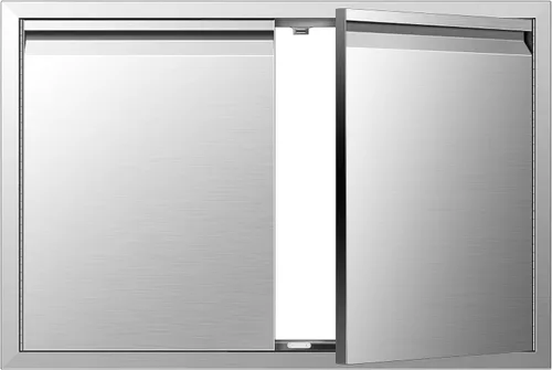 Miniatura 11 de Puertas de cocina para exteriores de 26 pulgadas de ancho x 24 pulgadas de alto con mango horizontal, puertas de acceso dobles para barbacoa, acero