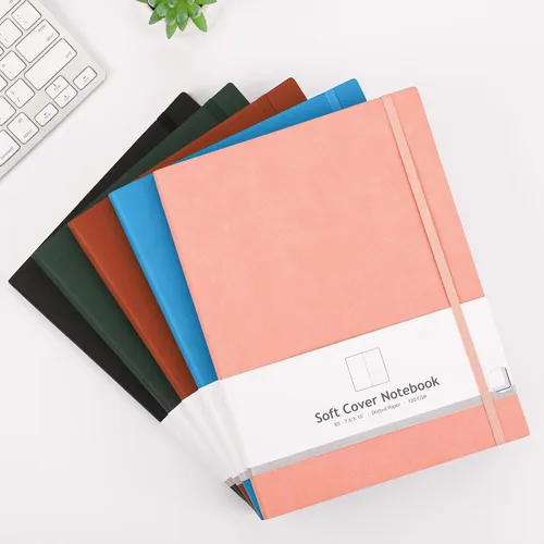 Miniatura 7 de AHGXG Paquete de 2 cuadernos B5 con cuadrícula de puntos (7.6 x 10 pulgadas) con papel grueso de puntos de 4.23 oz/m², cubierta de cuero suave, negro