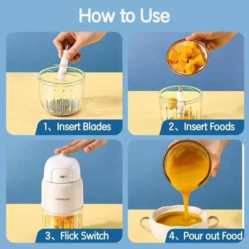 Miniatura 6 de Máquina de alimentos para bebés, mini, blanco; procesador de alimentos para bebés para comidas frescas y nutritivas; mezcla frutas, verduras