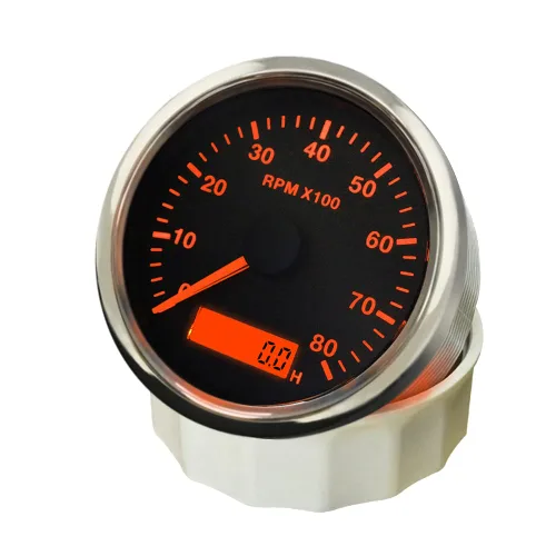Miniatura 3 de ELING Motor de gasolina de 3.346 in, impermeable, calibre de tacómetro RPM, 0-8000 RPM, con medidor de horas ajustable y alarma RPM, con Negro