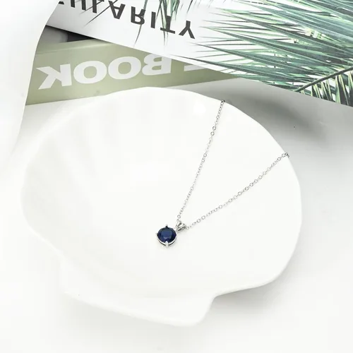 Miniatura 6 de 8mm Round Cubic Zirconia Sterling Silver Necklace Dainty Necklace Birthstone Jewelry Pendant Necklaces for Women