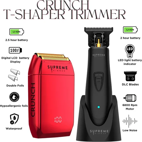 Miniatura 2 de Supreme Trimmer Recortadora T-Shaper DLC 2 en 1 y Afeitadora de Lámina Crunch Maquinilla de Afeitar Eléctrica STF602 y Recortadora de Barba ST5206