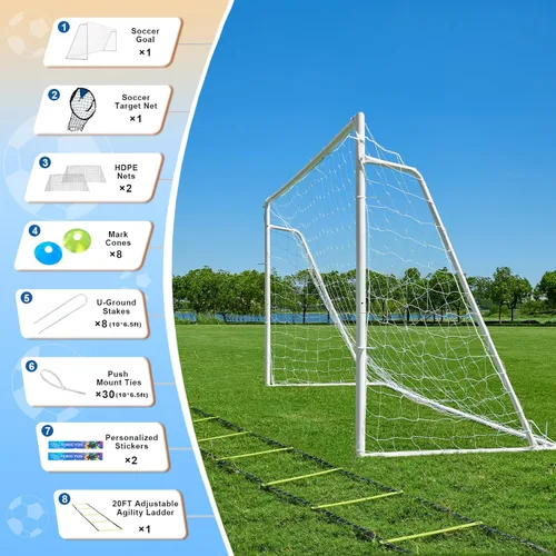Miniatura 3 de Porterías de fútbol para patio trasero, portería de fútbol de 12x6 pies, grande 10x6.5 pies, 8x6 pies, 6x4 pies, porterías de fútbol para jóvenes