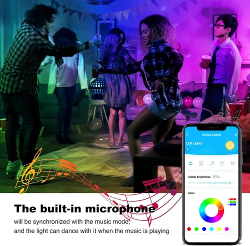 Miniatura 3 de DAYBETTER - Tira de luces LED inteligentes de 32.8 pies, kits de tira de luces LED RGB 2835 con control remoto de 24 teclas, tira de luces LED