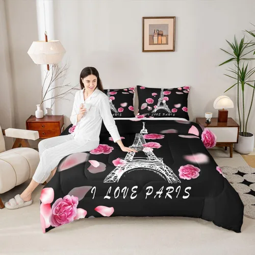 Miniatura 82 de Erosebridal Juego de ropa de cama de princesa de ballet, tamaño Queen, juego de edredón de 3 piezas para niñas bailarinas de ballet, lindo juego