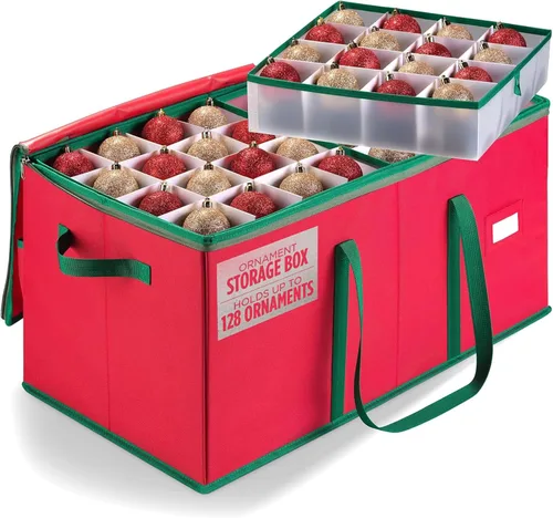 Miniatura 11 de Handy Laundry Almacenamiento de adornos de Navidad: almacena hasta 64 adornos navideños, divisores ajustables, dos asas. La caja de almacenamiento