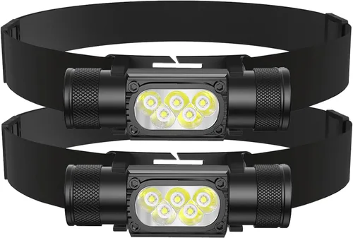 Miniatura 9 de Linterna frontal recargable de 2600 mAh, linterna LED de frente de 1000 lúmenes, ligera, resistente, IPX4 impermeable para camping, correr, trabajo