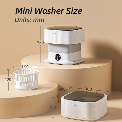 Miniatura 9 de Lavadora portátil de 10 litros con secadora giratoria plegable para ropa de bebé, ropa interior compacta, viajes, caravana, camping, dormitorio, Gris