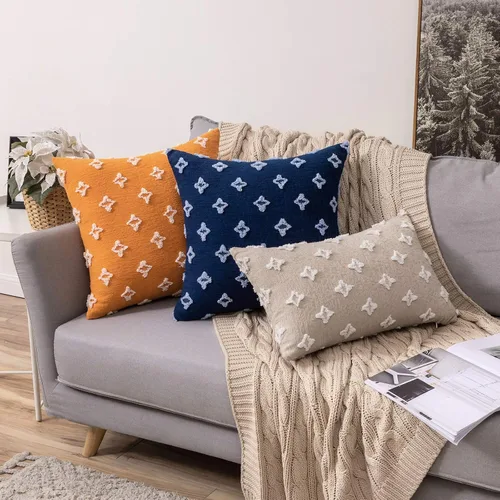 Miniatura 4 de MIULEE Juego de 2 fundas de almohada decorativas de jacquard rómbico, funda de cojín cuadrada suave para sofá, cama, dormitorio, sala de estar, 16 x