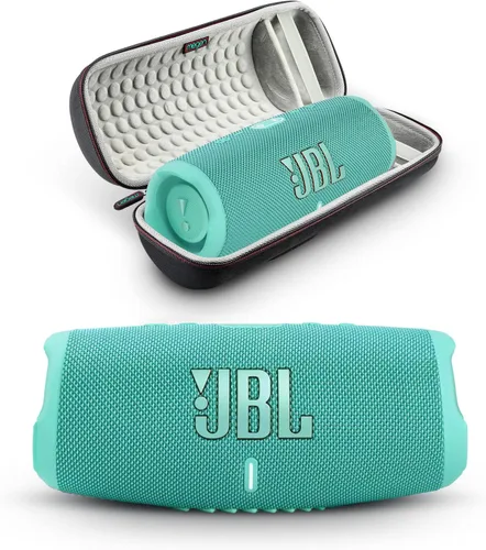 JBL Charge 5 - Altavoz Bluetooth portátil con funda de viaje rígida Megen con IP67 impermeable y carga USB (verde azulado)