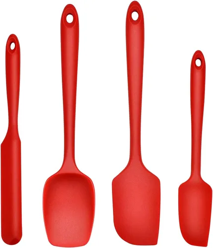 Miniatura 7 de Juego de espátulas de silicona antiadherentes para cocinar, hornear y mezclar, resistentes al calor, aptos para lavavajillas, color negro, juego de 4