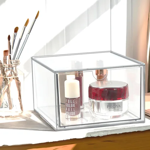 Miniatura 2 de Cajón transparente, caja árica, contenedor organizador de maquillaje, cajón de almacenamiento de 6.5 pulgadas para tocador de baño, soporte de hojas