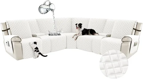 Miniatura 59 de Arfntevss Fundas para sofá seccional reclinable para sofá seccional en forma de L, funda antideslizante lavable para sofá reclinable con forma de L