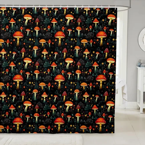 Miniatura 29 de Castle Fairy Cortinas de ducha con hojas de ginkgo, cortina de baño botánica de naturaleza verde, tela de plantas de acuarela, juego de decoración