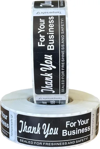 Miniatura 2 de Sellado a manipulaciones – Thank You for Your Business (1 x 3 pulgadas, 500 unidades) adhesivo de seguridad para entrega de alimentos para Rollo