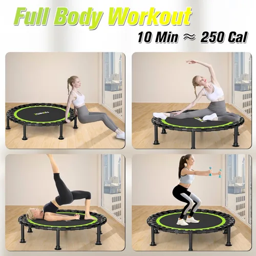 Miniatura 7 de ZCMHAXJ Minitrampolín plegable, trampolín rebotador de 40"/48" para adultos y niños, equipo de entrenamiento de fitness para interiores