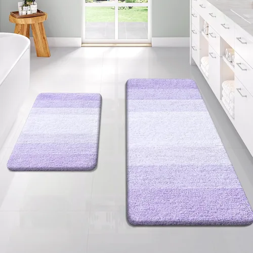Miniatura 73 de OLANLY Juego de 2 alfombras de baño de microfibra suave y absorbente, antideslizantes, se pueden lavar y secar a máquina, alfombras de baño peludas