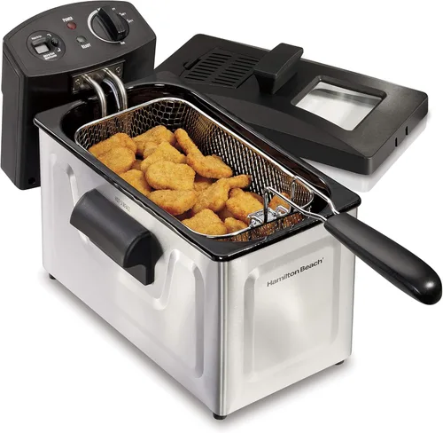Hamilton Beach 35033 - Freidora con capacidad para 12 tazas de aceite, 10.2 x 8.9 x 16.3 pulgadas, plata
