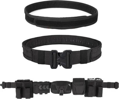 Miniatura 2 de YAKEDA Cinturones Tácticos de Batalla para Hombres - Cinturón Airsoft de Liberación Rápida con Trigger, Cinturones de Servicio Pesado con Bolsas 7