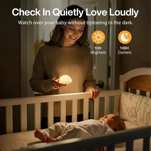 Miniatura 5 de Luz nocturna de bebé para guardería, lámpara de noche de silicona suave con control táctil con 8 cambios de color, atenuación continua, luz nocturna