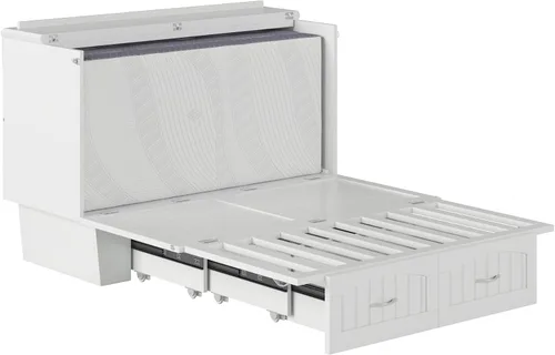 Miniatura 14 de AFI, Nantucket - Cómoda de cama Murphy de tamaño matrimonial con colchón, cajón de almacenamiento y cargador USB integrado, color blanco