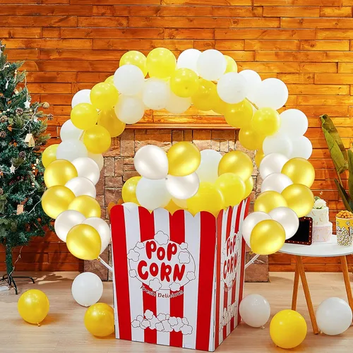 Miniatura 6 de Caja gigante de palomitas de maíz con bomba de globos y globos, soporte de exhibición de palomitas de maíz, decoración para noche de cine