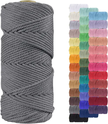 Miniatura 128 de Cuerda de macramé de 0.079 in para 219 yardas, cuerda de algodón natural para manualidades, hilo de cuerda de macramé de colores para colgar