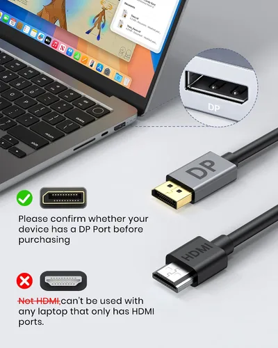 Miniatura 7 de Adaptador divisor DisplayPort a Dual DisplayPort, Hub MST 4K 60Hz para configuración de monitor dual, divisor DP de 1 en 2 salidas para modos