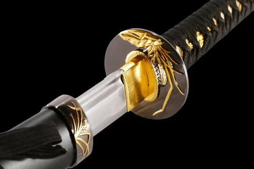 Miniatura 5 de MAKOTO Espada samurái japonesa Katana afilada hecha a mano, 40 pulgadas (orquídea dorada)