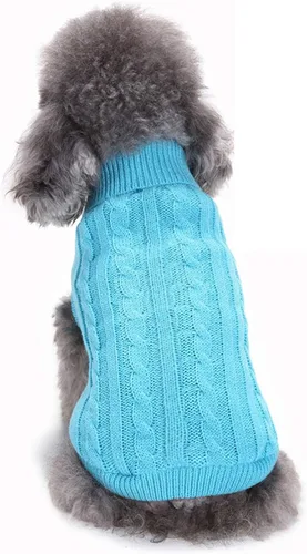Miniatura 44 de Suéter para perro, cálido y suave, mediano (pecho 16-18 pulgadas), rosa, cuello alto clásico, lavable a máquina, invierno, unisex, sólido