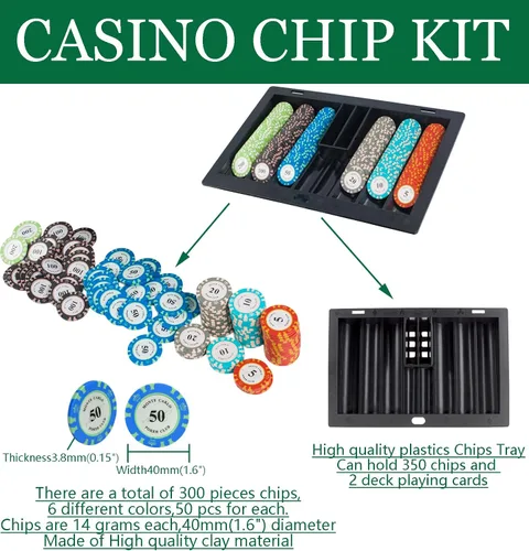 Miniatura 5 de Juego de Casino Definitivo: Barajador de 6 Mazos+300 Fichas de Alta Gama+8 Cartas de Póker Profesionales de Plástico+Dispensador de Cartas+Rastrillo