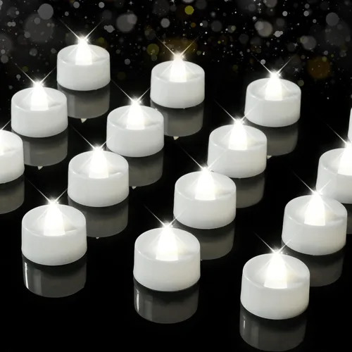 Miniatura 10 de BEICHI Paquete de 24 Velas de Té con Temporizador, Velas LED Operadas a Batería, Vela Votiva Sin Llama Integrada de 6 Horas, Velas Votivas