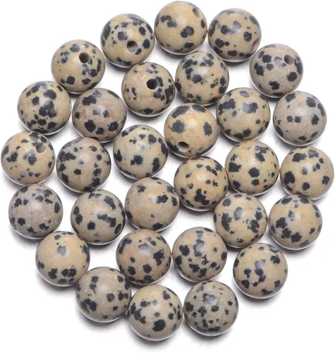 Miniatura 20 de AD Beads Cuentas redondas sueltas de piedras preciosas naturales de 0.394 in, agujero grande, tamaño de 0.079 in, 30 unidades (perla blanca)
