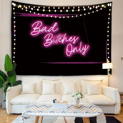 Miniatura 3 de HuxtleEssentials Tapiz decorativo de pared, solo palabras con luz de neón para dormitorio, sala de estar al aire libre, 51 pulgadas de alto x 60