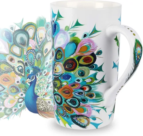 Miniatura 8 de NymphFable Taza de café de cerámica de 18 onzas con diseño de ojos bohemios con asa, taza de té personalizada con patrón de horneado grande
