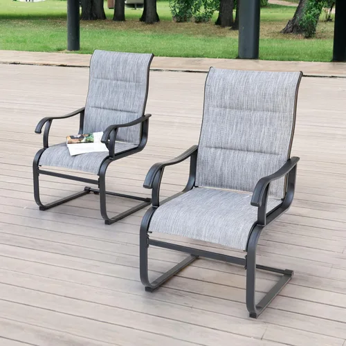 Miniatura 10 de NUU GARDEN Patio Dining Chairs Set of 2, Outdoor Textilene Chairs with High Back and Breathable Seat, for Garden Deck Backyard Porch, Grayish Beige