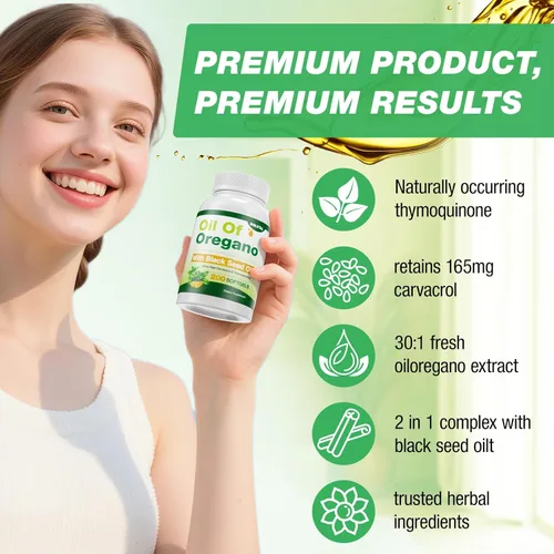 Miniatura 4 de Aceite de orégano con aceite de semilla negra – 400 cápsulas de aceite de orégano orgánico, apoyo inmunológico y digestivo, apoyo antioxidante, a