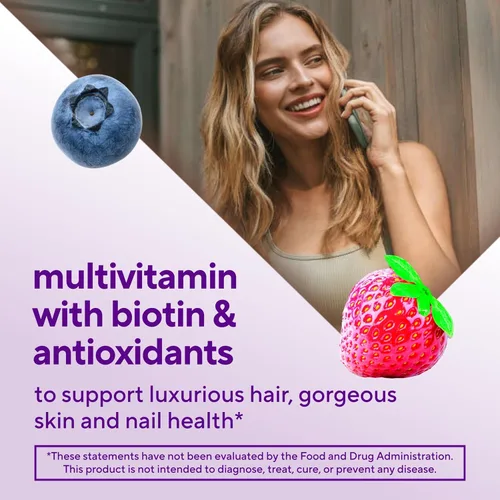 Miniatura 3 de Vitafusion Gorgeous Hair - Vitaminas de gomitas multivitamínicas para el cabello, uñas de piel, además de biotina y vitaminas antioxidantes CE