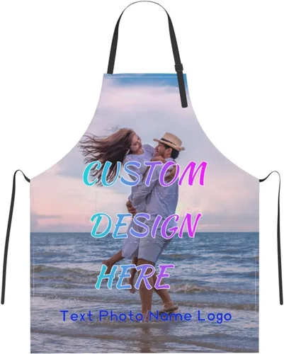 Miniatura 13 de Delantal personalizado para hombres y mujeres, delantal ajustable unisex con bolsillos, delantales personalizados para cocinero y chef