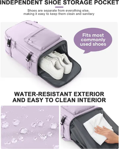 Miniatura 5 de VGCUB - Mochila grande para viaje, trabajo, negocios, mochila para laptop aprobada como equipaje de mano para vuelos, unisex, Púrpura, Grande, Large