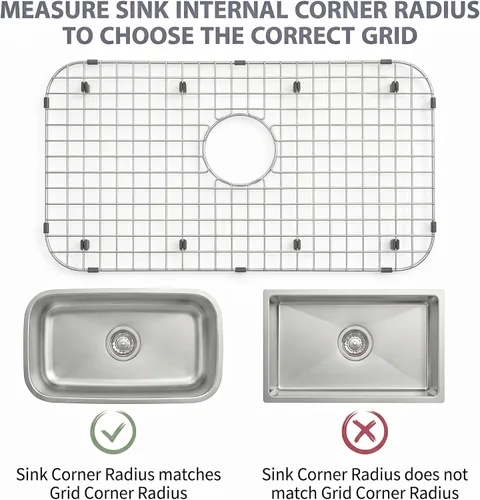 Miniatura 4 de Rejilla de fregadero de cocina Zeesink, protectores de fregadero de 18 1/2" X 13 3/8", rejilla de fregadero de acero inoxidable con drenaje central