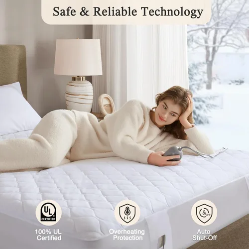 Miniatura 5 de Beautyrest - Funda calefactable para colchón de mezcla de algodón con tecnología de confort seguro - Funda eléctrica acolchada de lujo con bolsillo