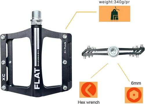 Miniatura 4 de UPANBIKE Pedales de rodamiento de bicicleta de montaña 9/16 '' huso de aleación de aluminio plataforma plana para bicicleta de carretera BMX MTB