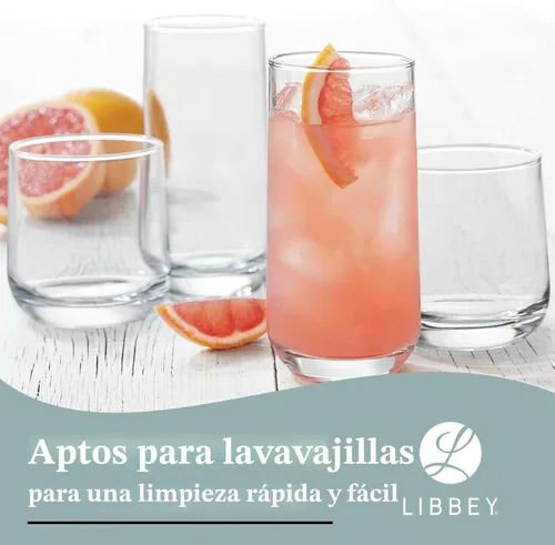 Miniatura 5 de Libbey Ascent Tumbler and Rocks - Juego de 16 vasos de vidrio con curvatura, juego de cristalería versátil para fiestas y más