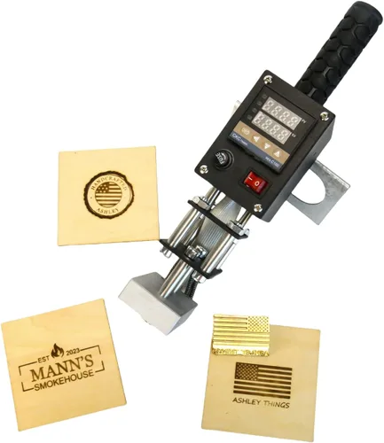 Sello de marca eléctrica de 500 W, temperatura ajustable, diseño de sello de madera personalizado, diseño de hamburguesa de pan, sello de madera 1.5
